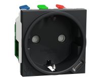 Механизъм контакт шуко + USB, тип C 10.5W, антрацит, Unica New